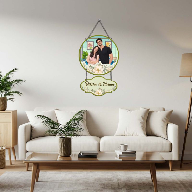 Personalized Cute Couple Photo Frame Wall Hanging For Bedroom, Living Room Decor Gift For Wife, Husband, Girlfriend, Boyfriend & Someone Special